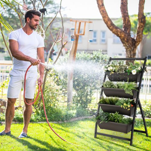 Jardinière Étagée Verticale à 4 Niveaux Avec 4 Bacs De Plantation Pour Intérieuretextérieur