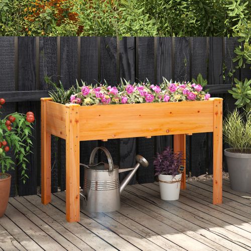 Jardinière Surélevé Bac à Fleurs Avec Trou De Drainage Bois 120x60x82cm Marron