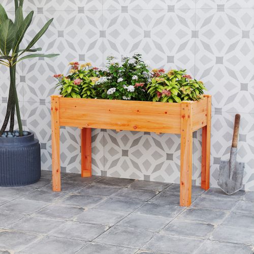 Jardinière Surélevé Bac à Fleurs Avec Trou De Drainage Bois 120x60x82cm Marron