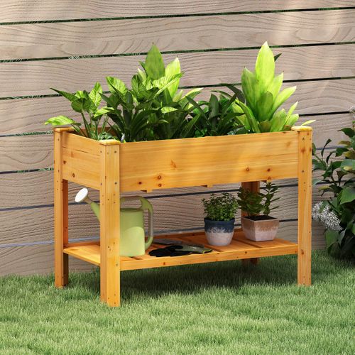 Jardinière Surélevé Bac à Fleurs Avec Trou De Drainage Étagère 120x60x81cm Bois Café