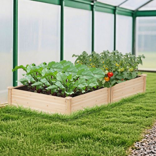 Jardinire Surlev Extrieur Bac  Plantes Carr 102x102x30cm Avec Fond  Grand Naturel Bois - Pot de fleurs - Bac - Jardinire BUT