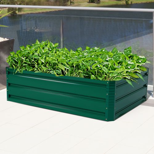 Jardinière Surélevée à 4 Panneaux Bac à Fleurs Pot De Fleurs 100x80x30cm Acier Vert