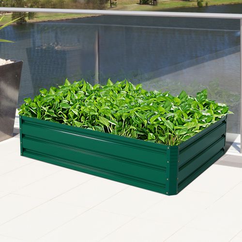 Jardinière Surélevée à 4 Panneaux Bac à Fleurs Pot De Fleurs 120 X 90 X 30cm Acier Vert