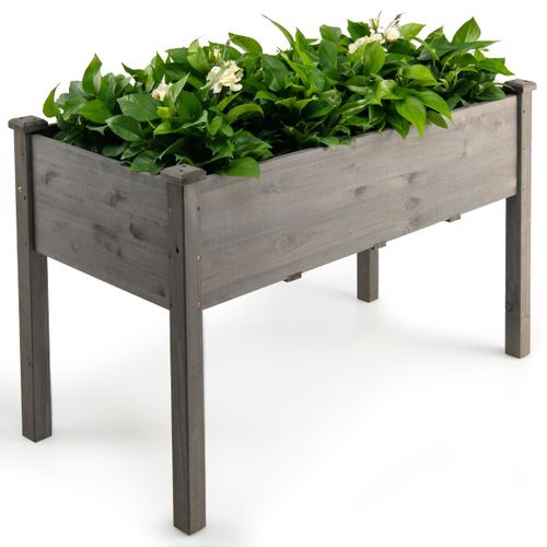 Jardinière Surelevée Bac à Fleurs 123 X 57 X 76cm Avec Barres De Support Gris Bois
