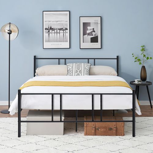 Lit Double Lit Adulte Cadre De Lit 160 X 200 Cm 9 Pieds Sans Bruit Métal