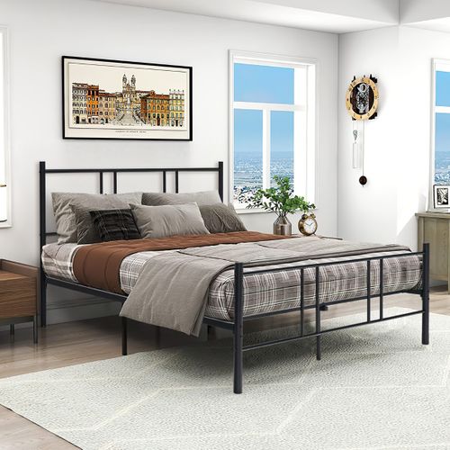 Lit Double Lit Adulte Cadre De Lit 160 X 200 Cm 9 Pieds Sans Bruit Métal