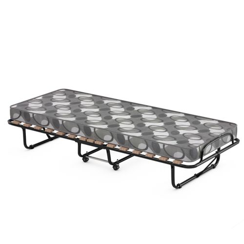 Lit Pliant Lit D'appoint Sur Roulettes 80 X 190 Cm Avec Matelas Noir+gris