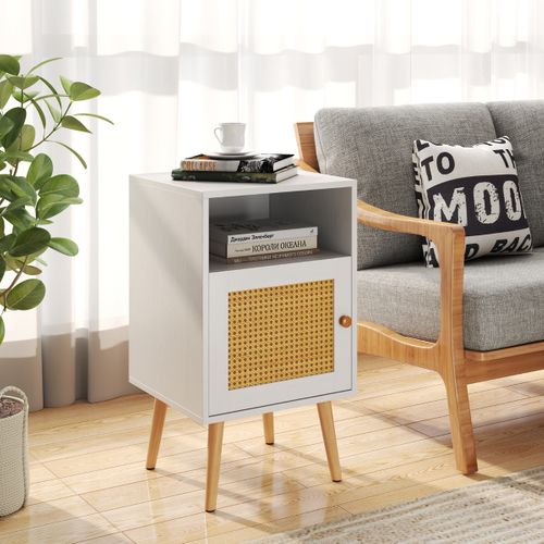 Lot De 2 Tables De Chevet Tables De Nuit Bohême Fermeture Silencieuse 40x39x70cm Blanc