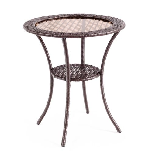 Table Basse De Jardin En Rotin Pe Anti-rouille Espace De Rangemen Pour Balcon Terrasse
