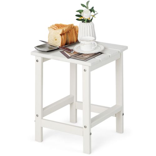 Table Basse De Jardin Table Extérieure Hdpe 36x36x47cm Anti-uv Blanc