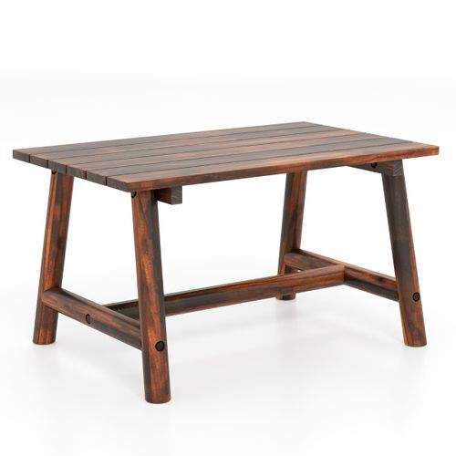 Table Basse D'extérieur En Bois Massif Avec Plateau à Lattes Table D'appoint Rectangulaire Marron