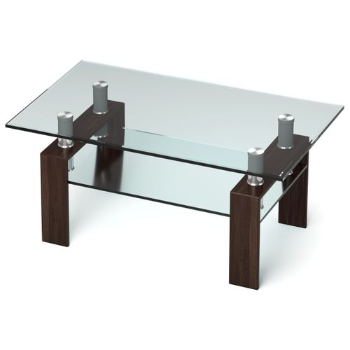 Table Basse En Verre Bout De Canapé 99x60x44,5cm Brun