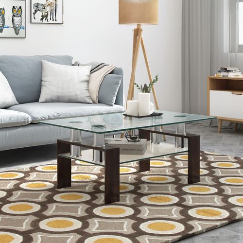 Table Basse En Verre Bout De Canapé 99x60x44,5cm Brun