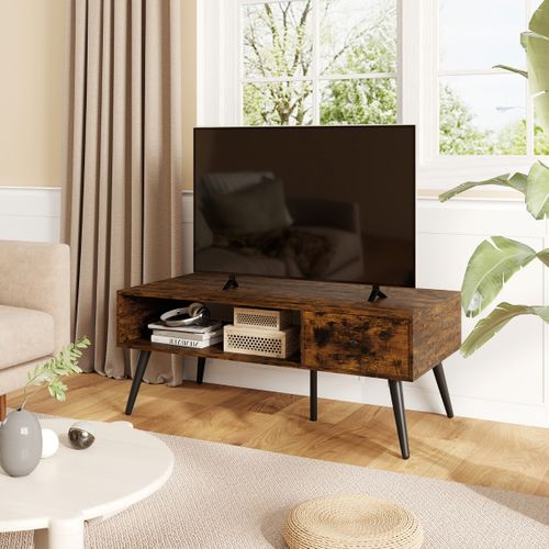 Table Basse Industrielle 109 X 55 X 44,5 Cm Avec 1 Tiroir Et Etagère Cadre En Métal