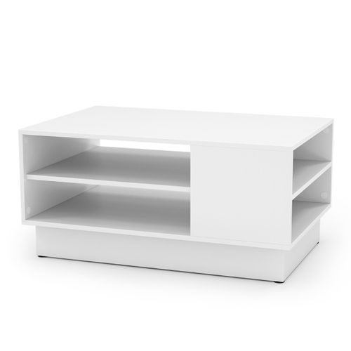 Table Basse Multifonctionnelle Bout De Canapé Avec 2 Étagères 86 X 56 X 41cm Blanc