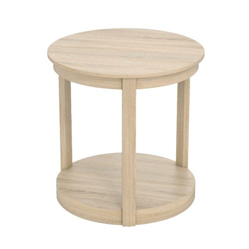 Table Basse Ronde Bout De Canapé à 2 Niveaux Bois 60,5 X 61 Cm Naturel