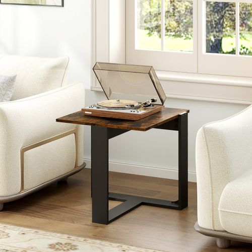 Table Basse Bout De Canapé Carrée En Forme De T Industrielle 50 X 50 X 50 Cm Marron