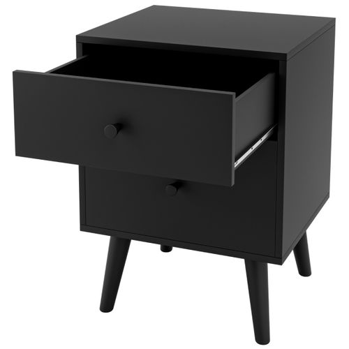 Table De Chevet Table De Nuit à 2 Tiroirs En Bois Massif Moderne 45 X 40 X 62 Cm Noir