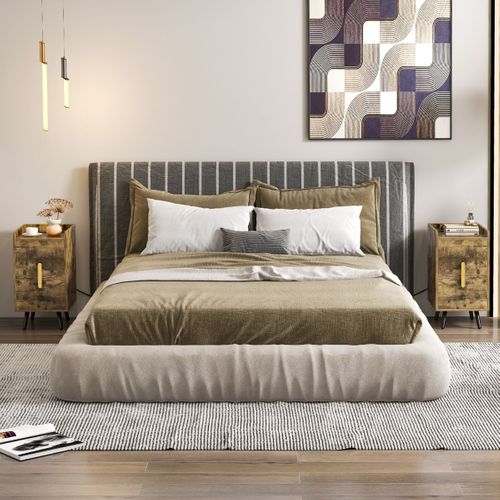 Table De Chevet Table De Nuit Intelligente 2 Tiroirs 1 Passe-câble 2 Ports USB 40x32x60 Cm Café