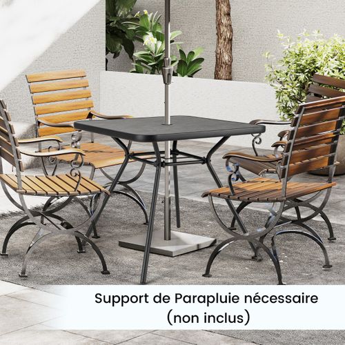 Table De Jardin Carré Table Extérieure Avec Trou De Parasol 80 X 80 X 72,5 Cm Noiretgris
