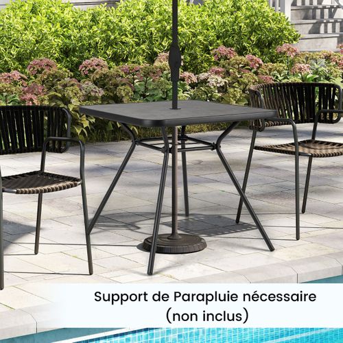 Table De Jardin Carré Table Extérieure Avec Trou De Parasol 80 X 80 X 72,5 Cm Noiretgris