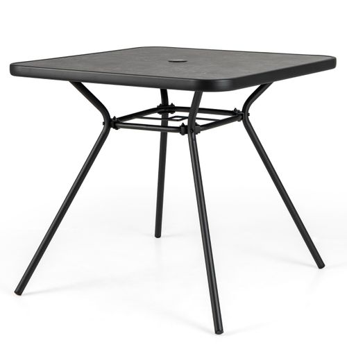 Table De Jardin Carré Table Extérieure Avec Trou De Parasol 80 X 80 X 72,5 Cm Noiretgris