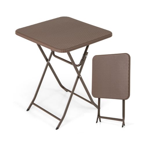 Table De Jardin Pliante Carrée Table Basse Extérieur Plastique 60 X 60 X 72 Cm Café