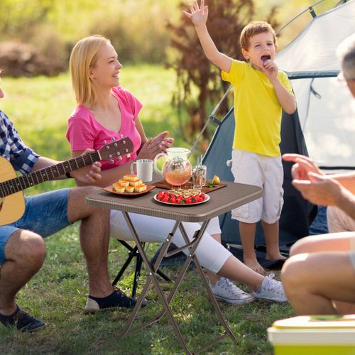 Table De Jardin Pliante Carrée Table Basse Extérieur Plastique 60 X 60 X 72 Cm Café