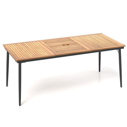 Table De Jardin Table Exterieure Pour 8 Personnes Avec Trou De Parasol 200x90x75 Cm Bois