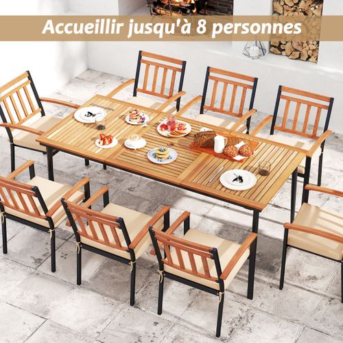 Table De Jardin Table Exterieure Pour 8 Personnes Avec Trou De Parasol 200x90x75 Cm Bois