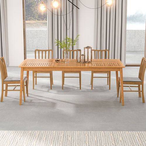 Table De Jardin Table Exterieure Pour 8 Personnes Bois Avec Trou De Parasol 200x90x75 Cm Naturel