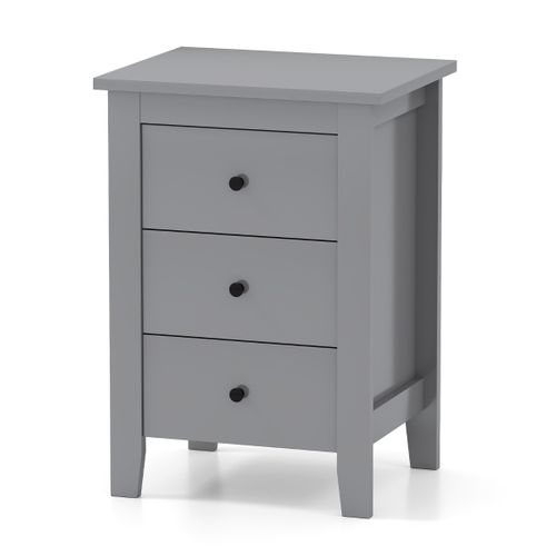 Table De Nuit Table De Chevet Avec 3 Tiroirs Moderne Structure Robuste 46 X 37 X 65 Cm Gris