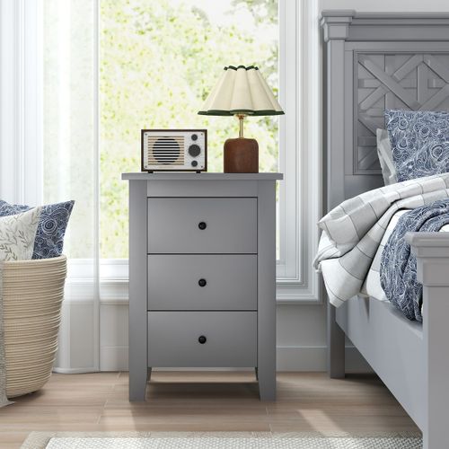 Table De Nuit Table De Chevet Avec 3 Tiroirs Moderne Structure Robuste 46 X 37 X 65 Cm Gris