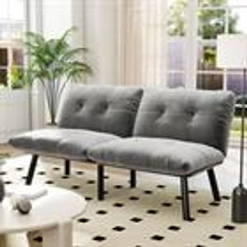 Canapé Convertible En Velours - Gris