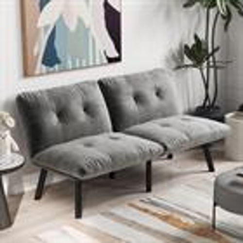 Canapé Convertible En Velours - Gris