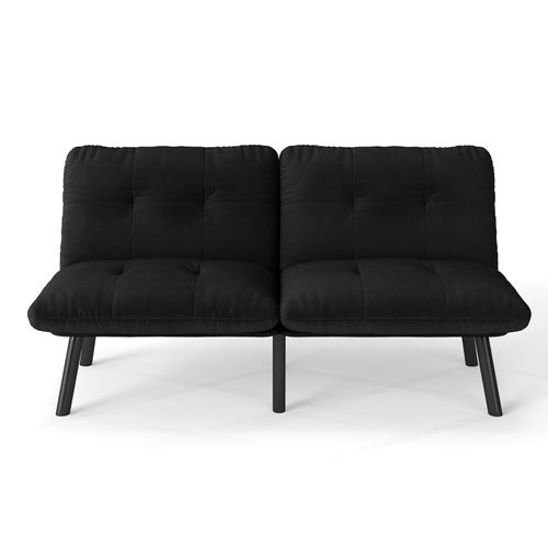 Canapé Convertible En Velours - Noir