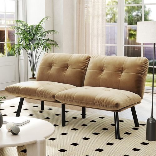 Canapé Convertible En Velours - Marron