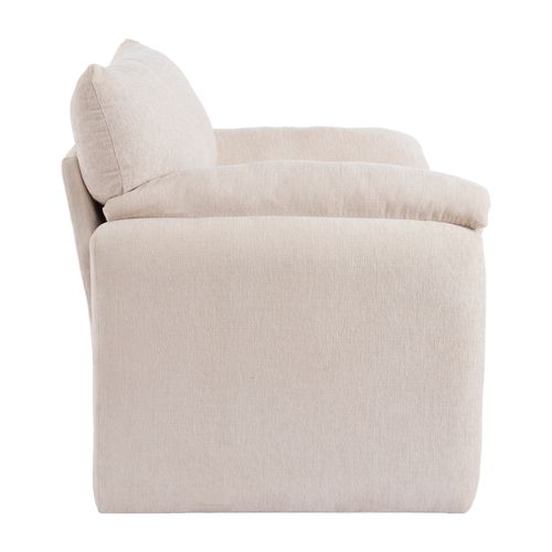 Fauteuil, Design Contemporain, Tissu Chenille, Beige