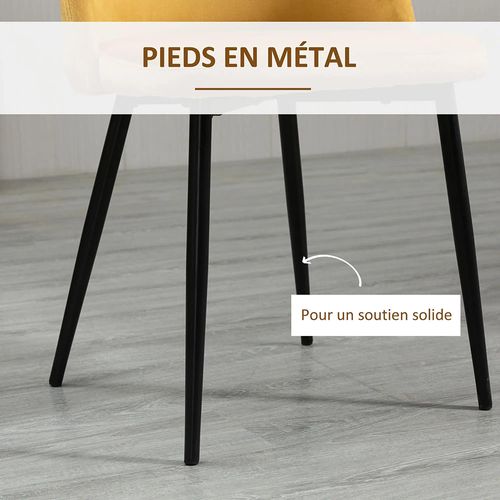 Lot De 4 Chaises De Salle à Manger, Revêtement En Velours Et Pieds En Métal, Multicolore