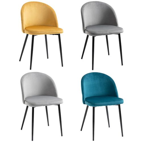 Lot De 4 Chaises De Salle à Manger, Revêtement En Velours Et Pieds En Métal, Multicolore