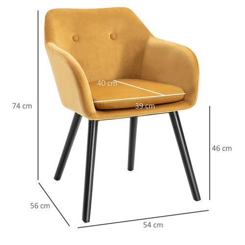 Lot De 2 Chaises De Salle à Manger En Tissu Velours - Jaune Moutarde