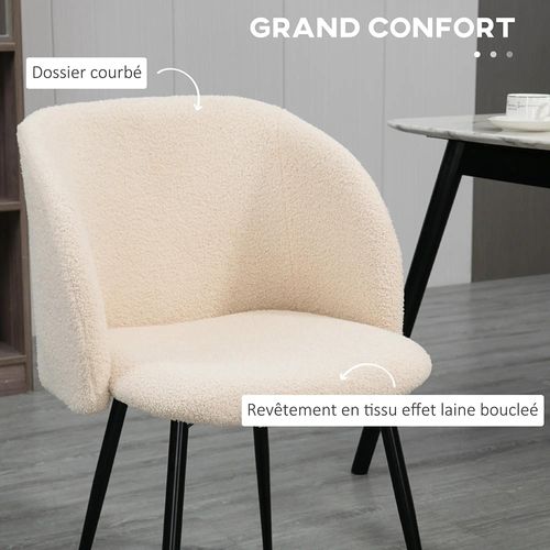 Lot De 2 Chaises De Salle à Manger En Tissu Bouclette - Beige