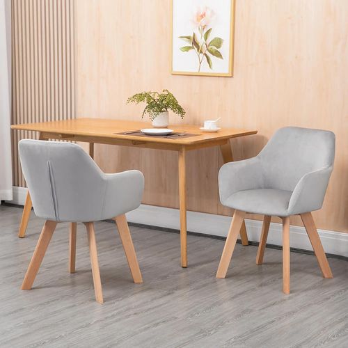 Lot De 2 Chaises De Salle à Manger En Tissu Velours - Gris