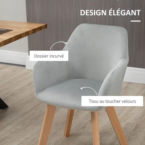 Lot De 2 Chaises De Salle à Manger En Tissu Velours - Gris
