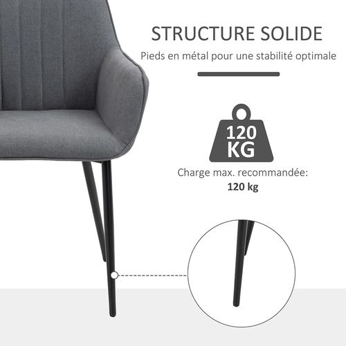 Lot De Deux Chaises, Design Scandinave, Pieds Fins En Métal Noir