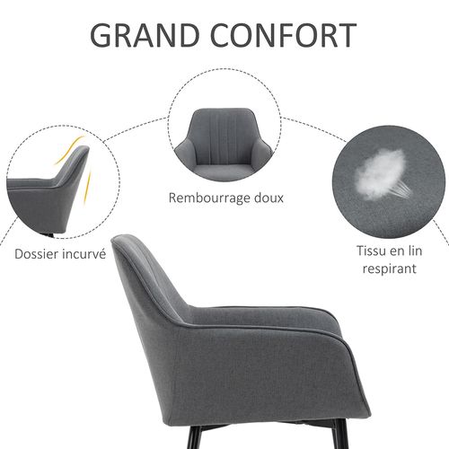 Lot De Deux Chaises, Design Scandinave, Pieds Fins En Métal Noir