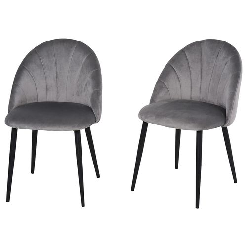Lot De 2 Chaises De Salle à Manger Chaise De Cuisine Velours Pieds Métal Gris