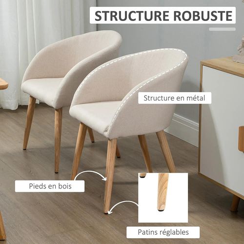 Lot De 2 Chaises De Salle à Manger En Tissu - Beige