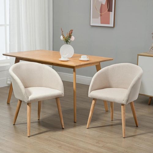 Lot De 2 Chaises De Salle à Manger En Tissu - Beige