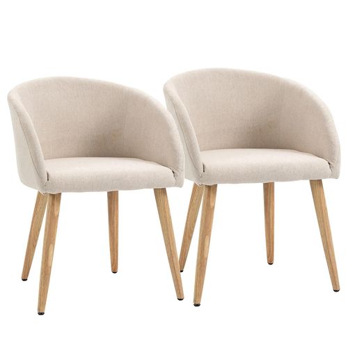 Lot De 2 Chaises De Salle à Manger En Tissu - Beige